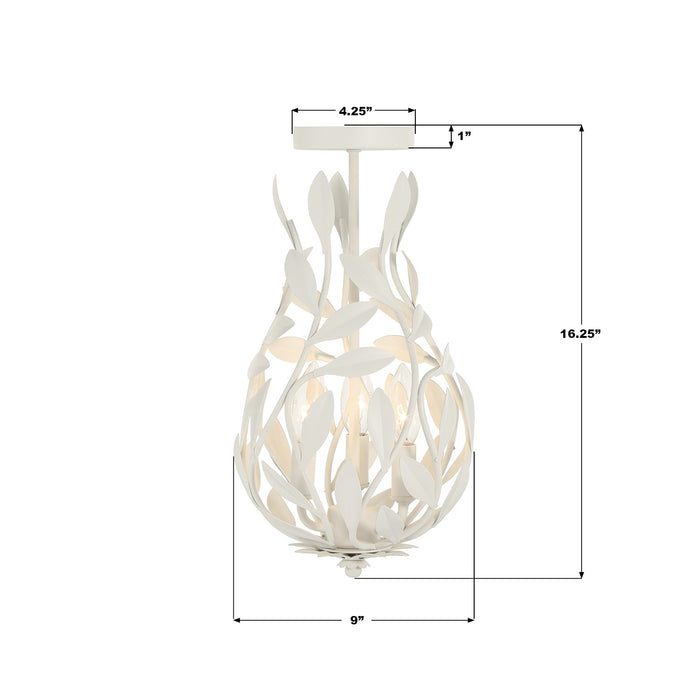 Crystorama - 565-MT_CEILING - Three Light Semi Flush Mount - Broche - Matte White