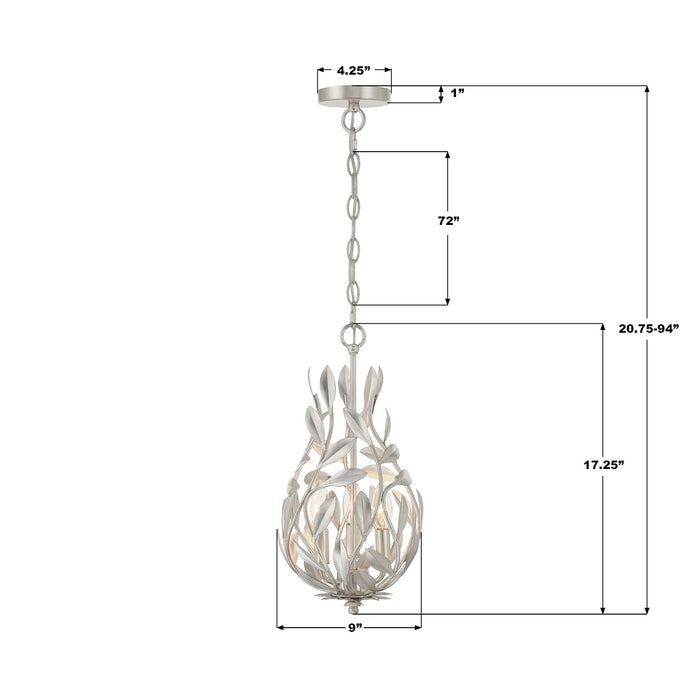 Crystorama - 565-SA - Three Light Chandelier - Broche - Antique Silver