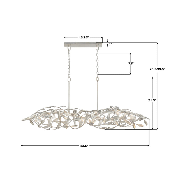 Crystorama - 567-SA - Six Light Linear Chandelier - Broche - Antique Silver