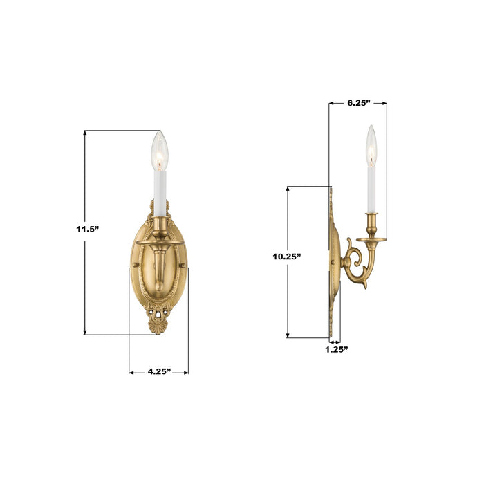 Crystorama - 621-AG - One Light Wall Sconce - Milford - Aged Brass