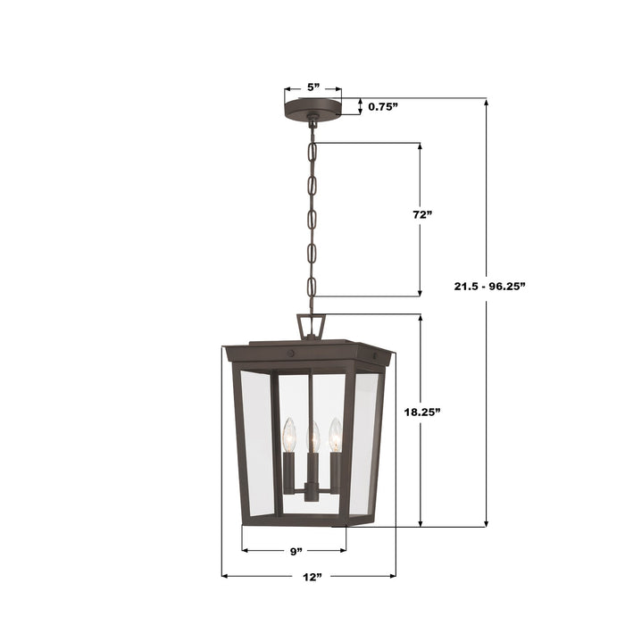 Crystorama - BEL-A8065-TZ - Three Light Outdoor Pendant - Belmont - Twilight Bronze