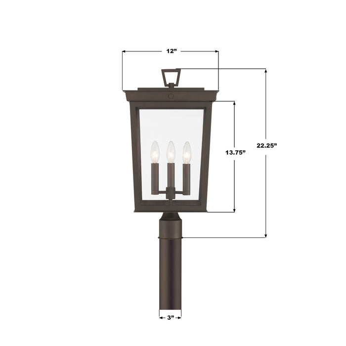 Crystorama - BEL-A8069-TZ - Three Light Outdoor Post Mount - Belmont - Twilight Bronze