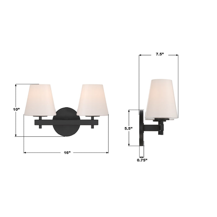 Crystorama - COL-202-BK - Two Light Wall Sconce - Colton - Black