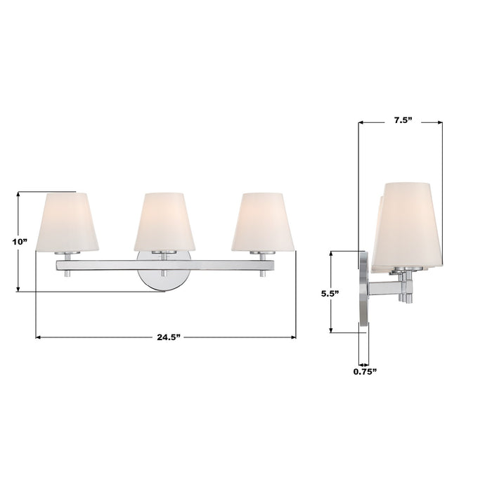 Crystorama - COL-203-CH - Three Light Bath - Colton - Polished Chrome