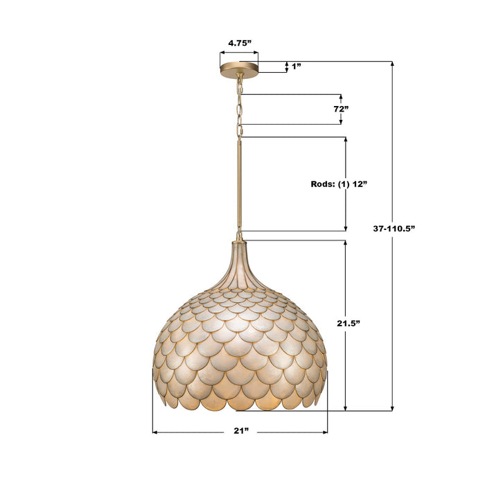 Crystorama - DRB-7005-SG - Five Light Pendant - Darby - Soft Gold