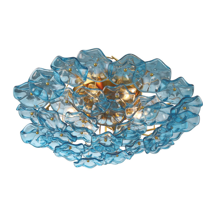 Crystorama - ESM-4000-AG-BL - Six Light Semi Flush Mount - Esme - Aged Brass