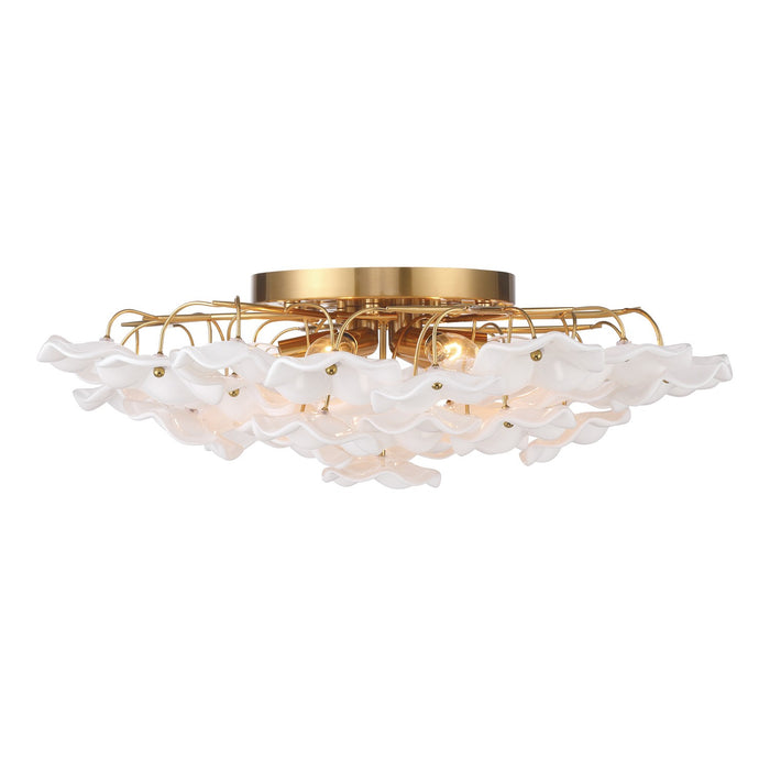 Crystorama - ESM-4000-AG-WH - Six Light Semi Flush Mount - Esme - Aged Brass