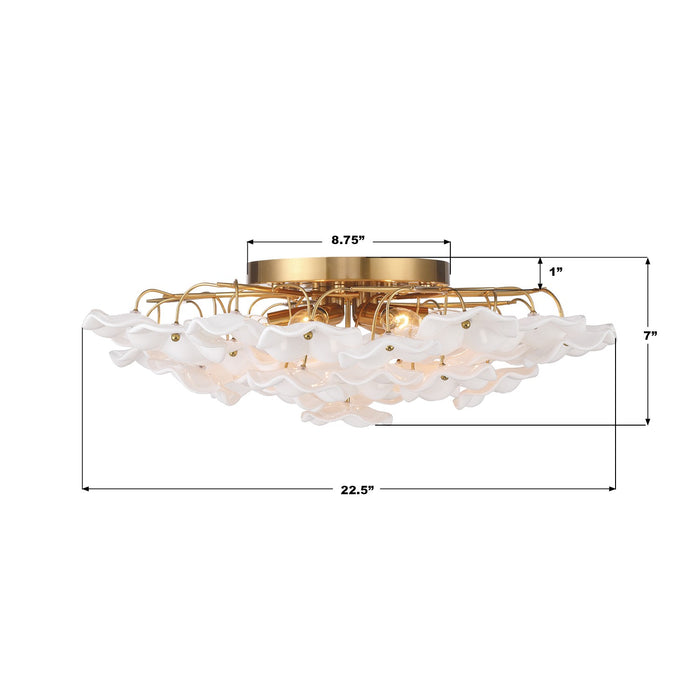 Crystorama - ESM-4000-AG-WH - Six Light Semi Flush Mount - Esme - Aged Brass