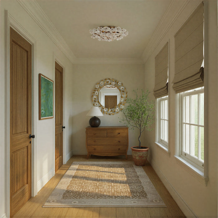 Crystorama - ESM-4000-AG-WH - Six Light Semi Flush Mount - Esme - Aged Brass