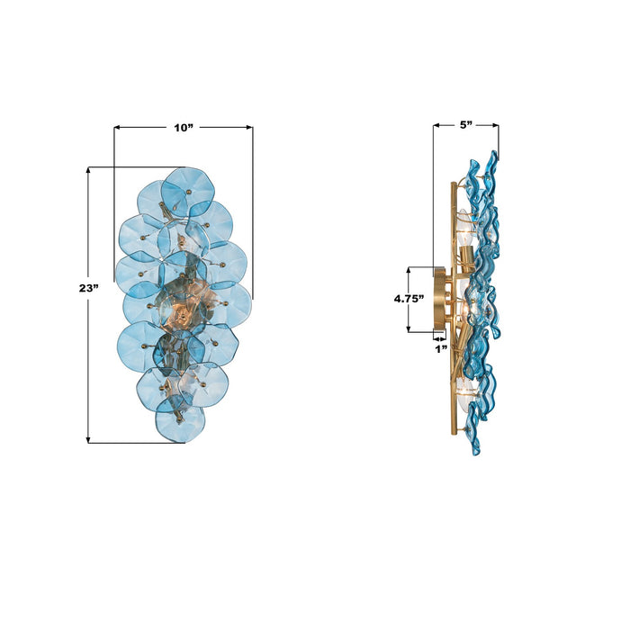 Crystorama - ESM-4001-AG-BL - Four Light Wall Sconce - Esme - Aged Brass