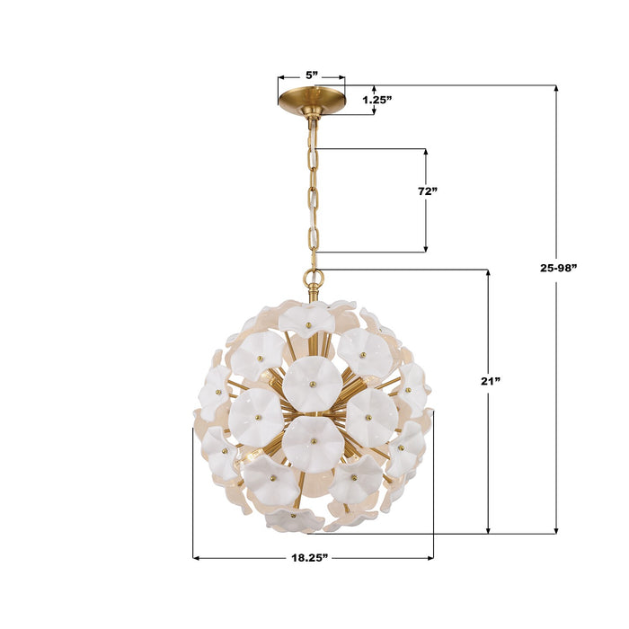 Crystorama - ESM-4005-AG-WH - Six Light Chandelier - Esme - Aged Brass