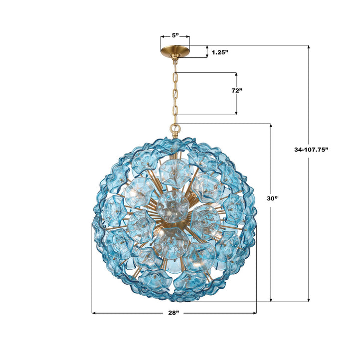 Crystorama - ESM-4009-AG-BL - 12 Light Chandelier - Esme - Aged Brass