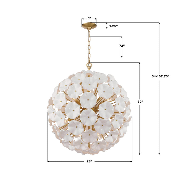 Crystorama - ESM-4009-AG-WH - 12 Light Chandelier - Esme - Aged Brass