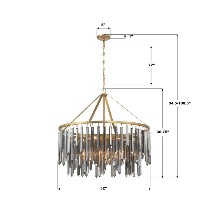 Crystorama - GEM-7005-MG-SS - Nine Light Chandelier - Gemma - Modern Gold