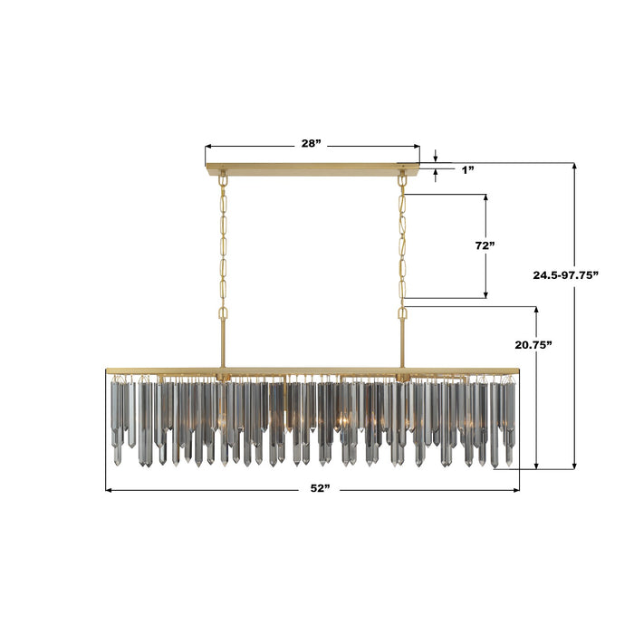 Crystorama - GEM-7007-MG-SS - Six Light Linear Chandelier - Gemma - Modern Gold
