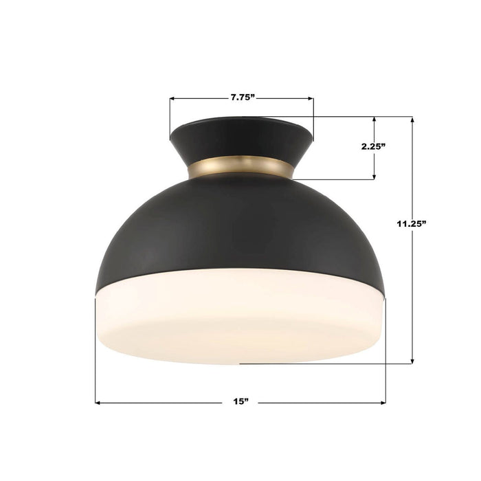 Crystorama - GID-4003-MK-VG - Two Light Flush Mount - Gidget - Matte Black + Vibrant Gold