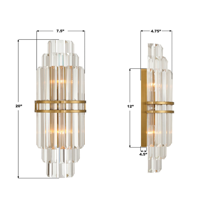 Crystorama - HAY-1411-AG - Two Light Wall Sconce - Hayes - Aged Brass