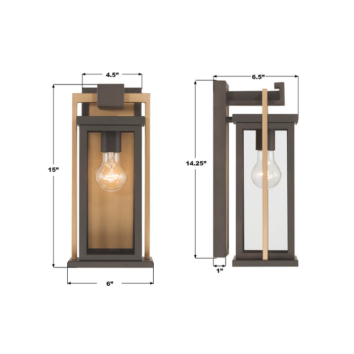 Crystorama - LDL-901-TZ-TG - One Light Outdoor Wall Sconce - Lendel - Twilight Bronze + Textured Gold