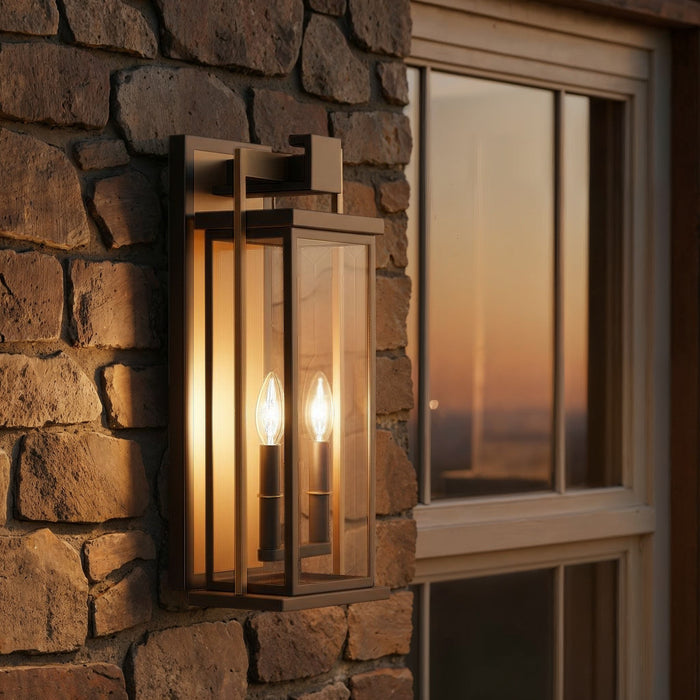 Crystorama - LDL-902-TZ-TG - Two Light Outdoor Wall Sconce - Lendel - Twilight Bronze + Textured Gold