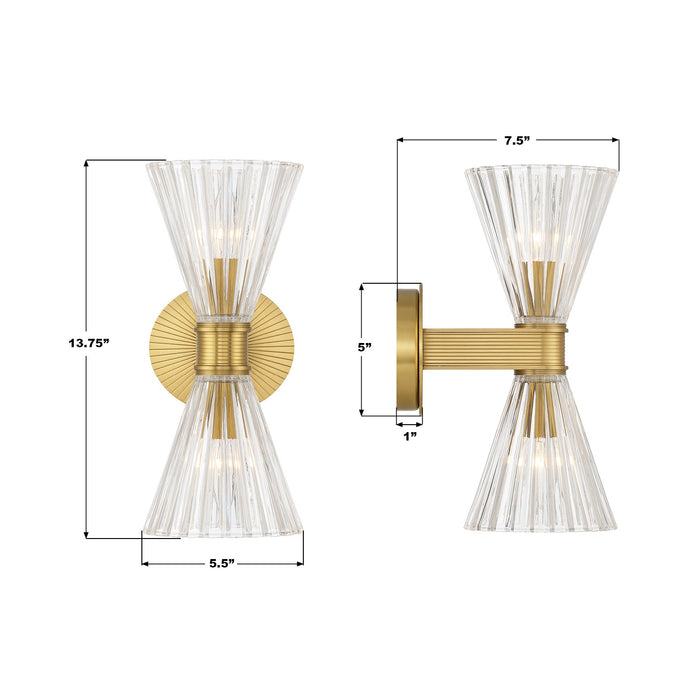 Crystorama - LOT-702-LG - Two Light Wall Sconce - Lotus - Luxe Gold