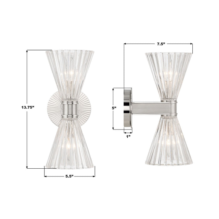 Crystorama - LOT-702-PN - Two Light Wall Sconce - Lotus - Polished Nickel