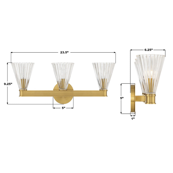Crystorama - LOT-703-LG - Three Light Bath - Lotus - Luxe Gold