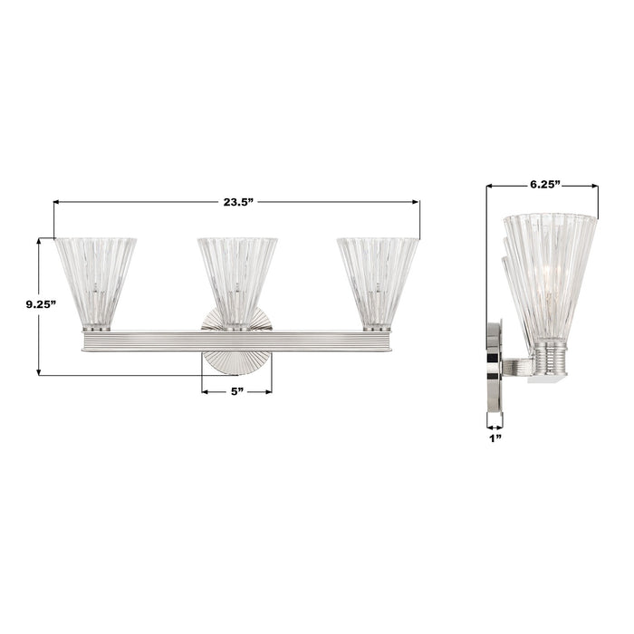 Crystorama - LOT-703-PN - Three Light Bath - Lotus - Polished Nickel