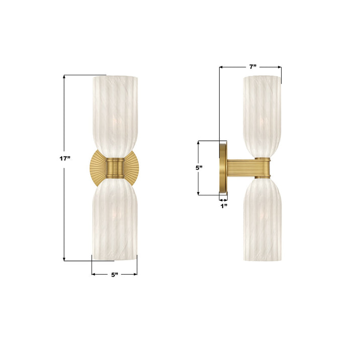 Crystorama - LOT-712-LG - Two Light Wall Sconce - Lotus - Luxe Gold