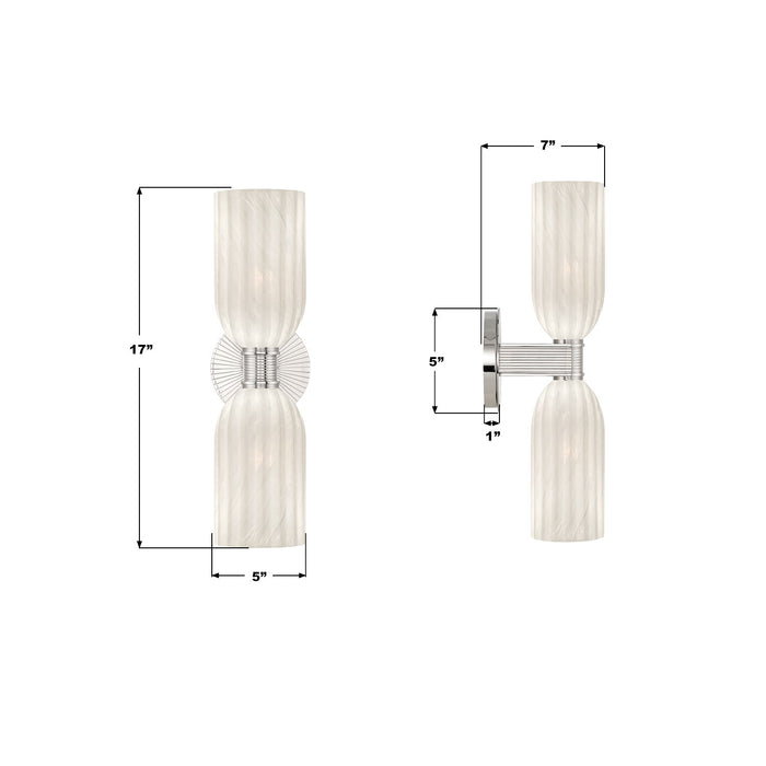 Crystorama - LOT-712-PN - Two Light Wall Sconce - Lotus - Polished Nickel