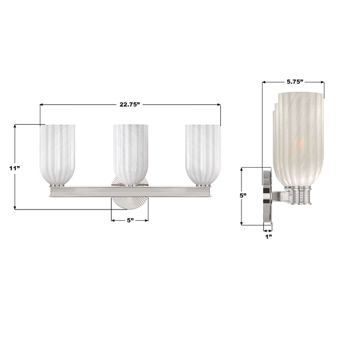 Crystorama - LOT-713-PN - Three Light Bath - Lotus - Polished Nickel