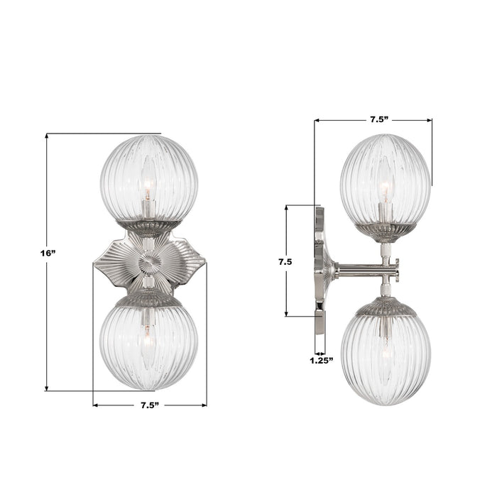 Crystorama - ORY-1002-PN-CL - Two Light Wall Sconce - Orly - Polished Nickel