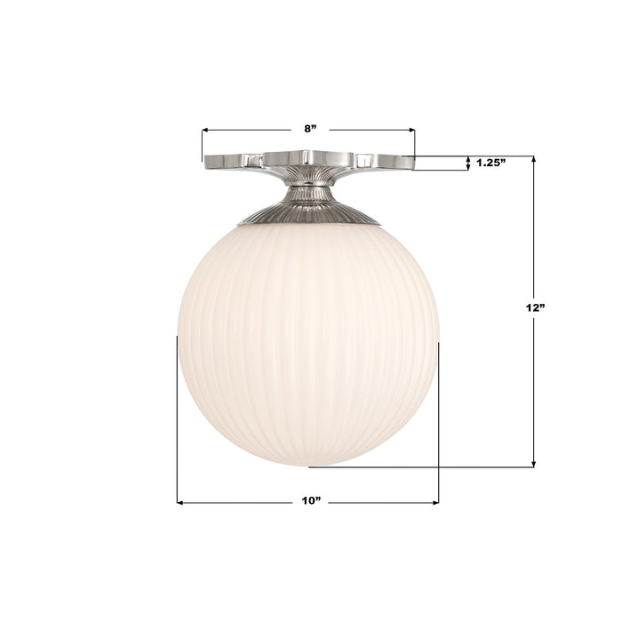 Crystorama - ORY-1003-PN-WH - One Light Semi Flush Mount - Orly - Polished Nickel