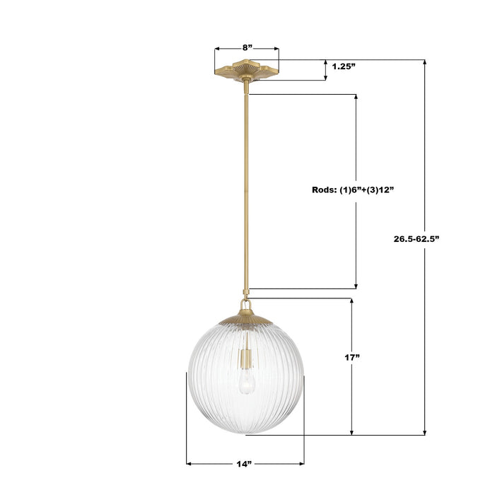 Crystorama - ORY-1007-AG-CL - One Light Pendant - Orly - Aged Brass