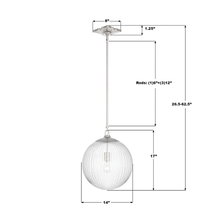Crystorama - ORY-1007-PN-CL - One Light Pendant - Orly - Polished Nickel