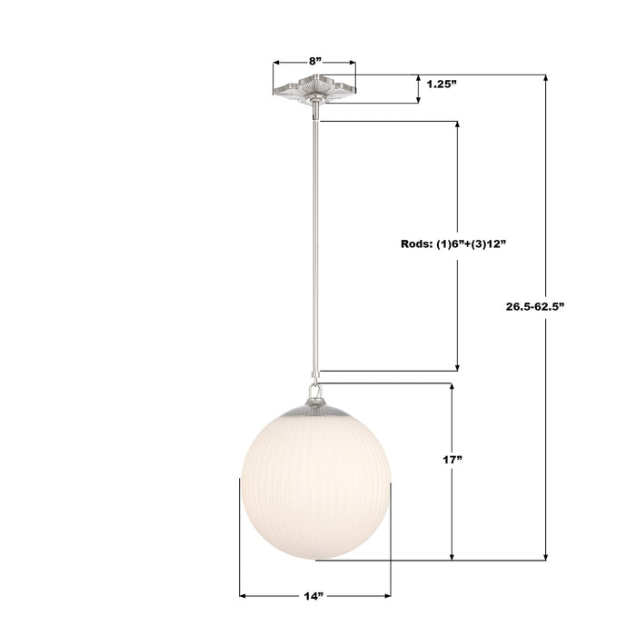 Crystorama - ORY-1007-PN-WH - One Light Pendant - Orly - Polished Nickel