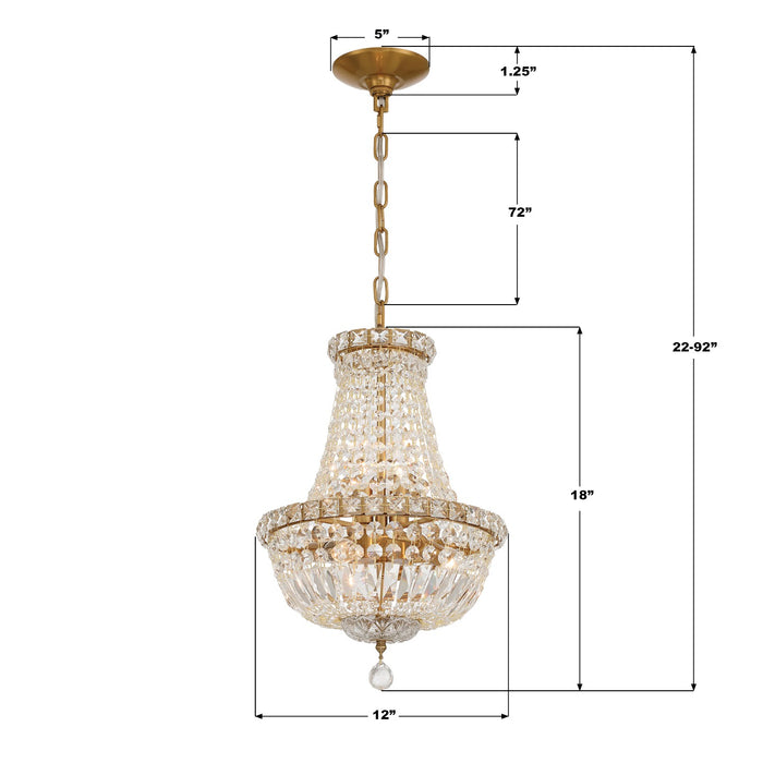 Crystorama - ROS-A1006-AG-CL-MWP - Five Light Chandelier - Roslyn - Aged Brass