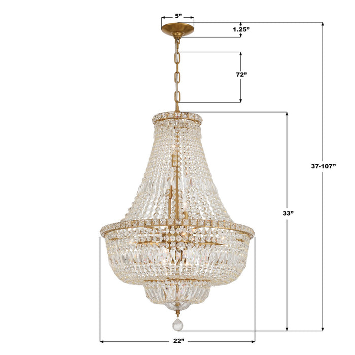 Crystorama - ROS-A1009-AG-CL-MWP - Nine Light Chandelier - Roslyn - Aged Brass