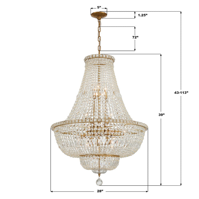 Crystorama - ROS-A1015-AG-CL-MWP - 15 Light Chandelier - Roslyn - Aged Brass