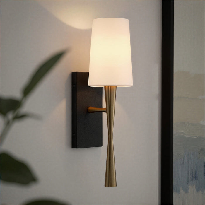 Crystorama - TRE-221-OP-AG-BF - One Light Wall Sconce - Trenton - Aged Brass + Black Forged