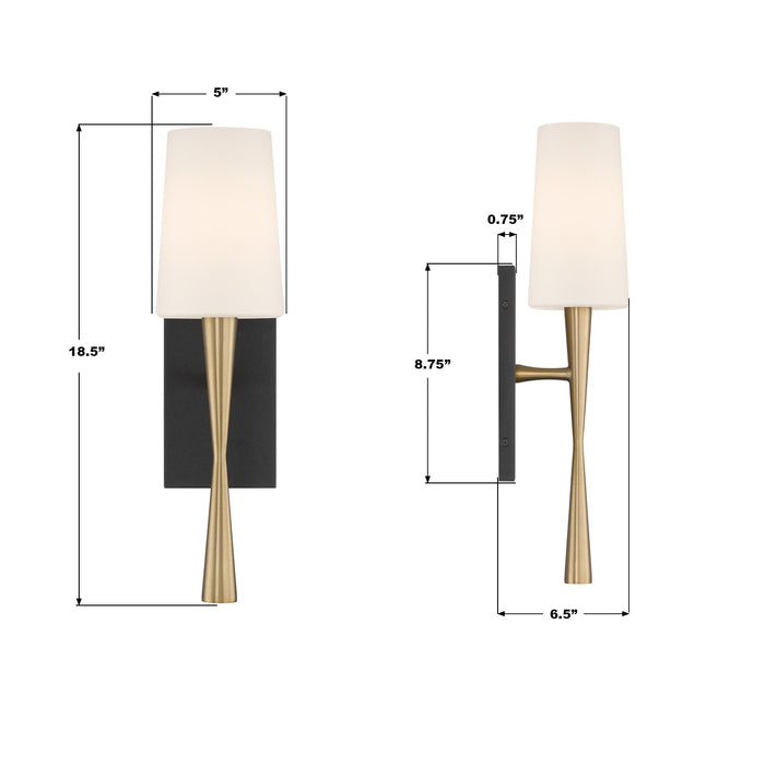 Crystorama - TRE-221-OP-AG-BF - One Light Wall Sconce - Trenton - Aged Brass + Black Forged