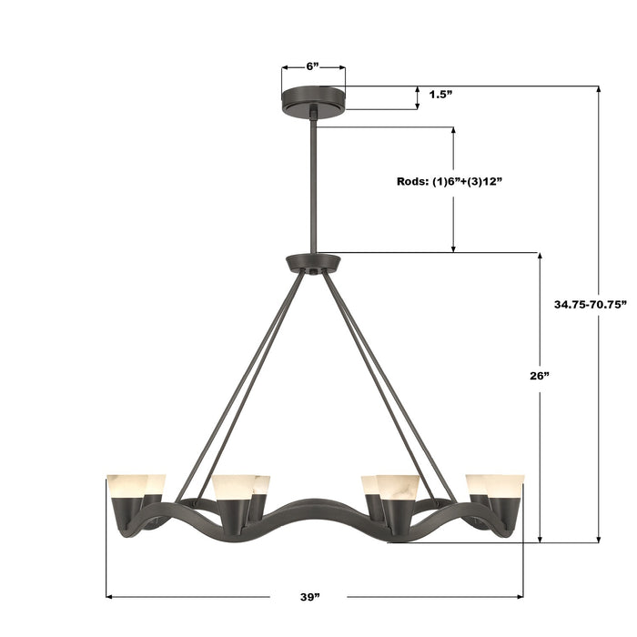 Crystorama - VNC-6508-NB - LED Chandelier - Vance - Bronze Noir