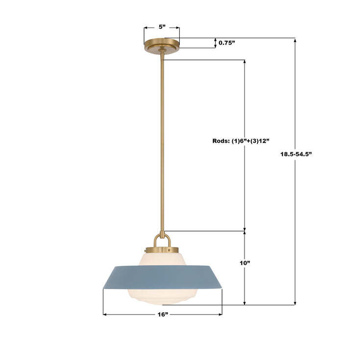 Crystorama - XAN-8006-VG-BL - One Light Pendant - Xander - Vibrant Gold