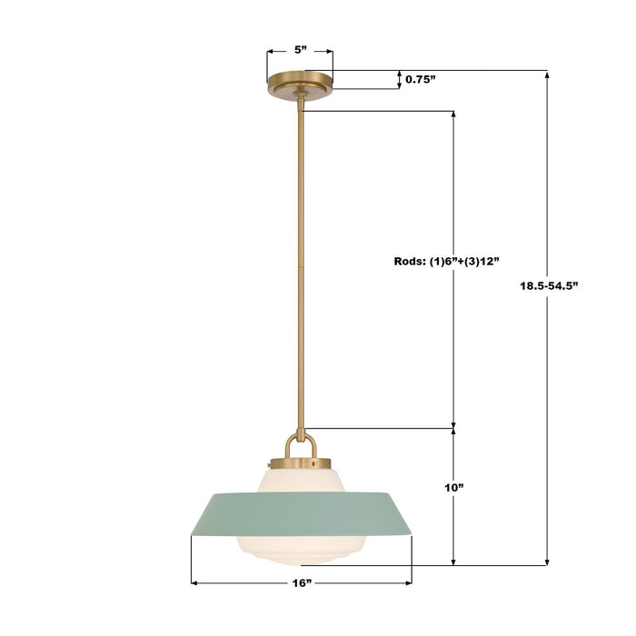 Crystorama - XAN-8006-VG-GR - One Light Pendant - Xander - Vibrant Gold