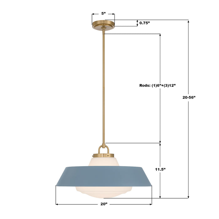 Crystorama - XAN-8009-VG-BL - Three Light Pendant - Xander - Vibrant Gold