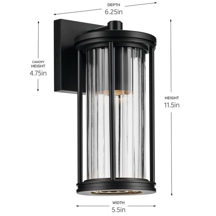Kichler - 59022BKDS - One Light Outdoor Wall Mount - Barras - Black