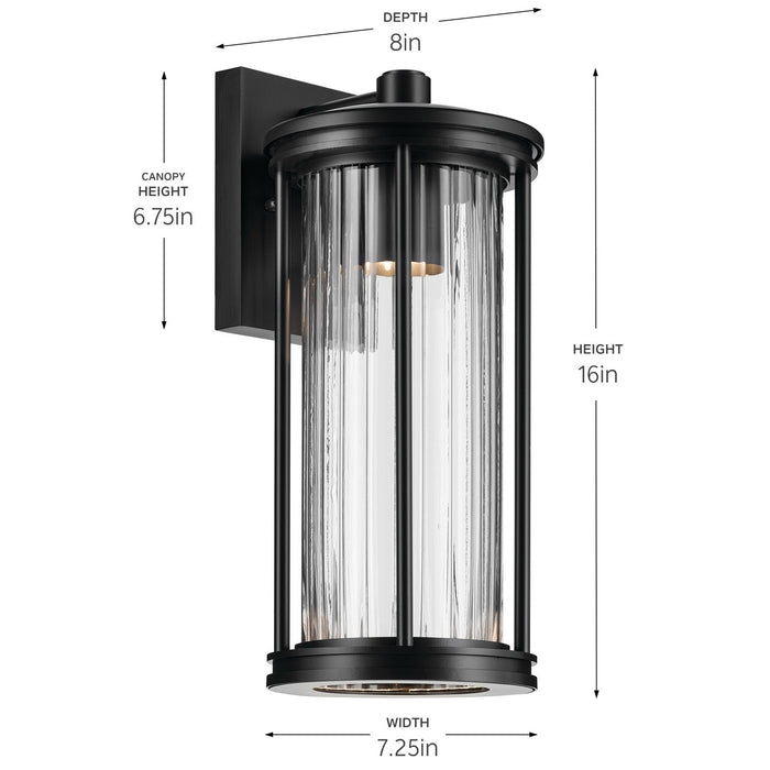 Kichler - 59023BKDS - One Light Outdoor Wall Mount - Barras - Black