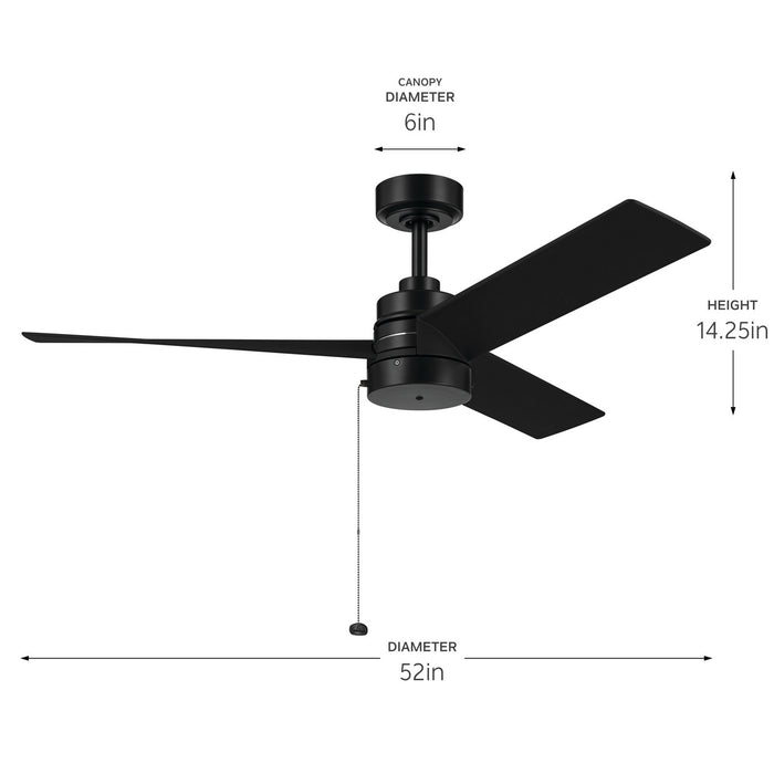 Kichler - 300375BK - 52" Ceiling Fan - Spyn Lite - Black