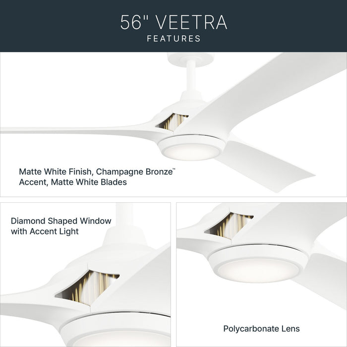 Kichler - 300056-MWH - 56" Ceiling Fan - Veetra - Matte White