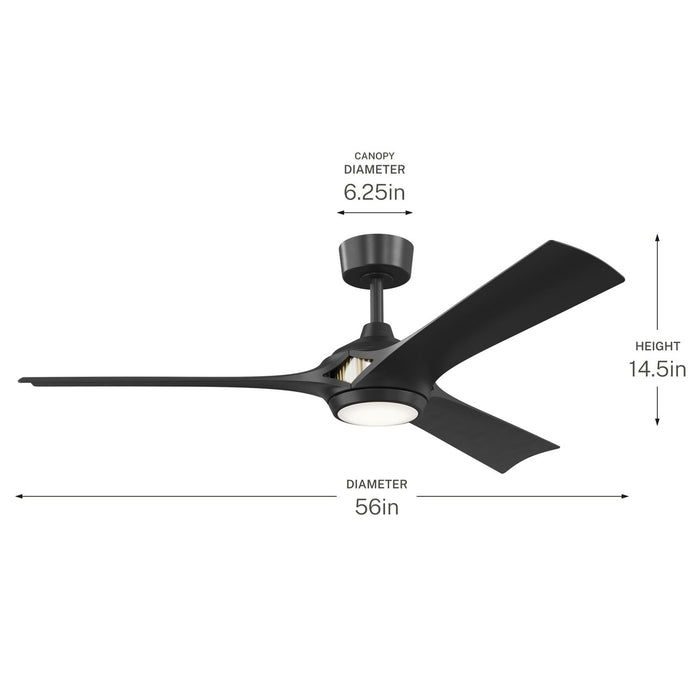 Kichler - 300056-BK - 56" Ceiling Fan - Veetra - Matte Black