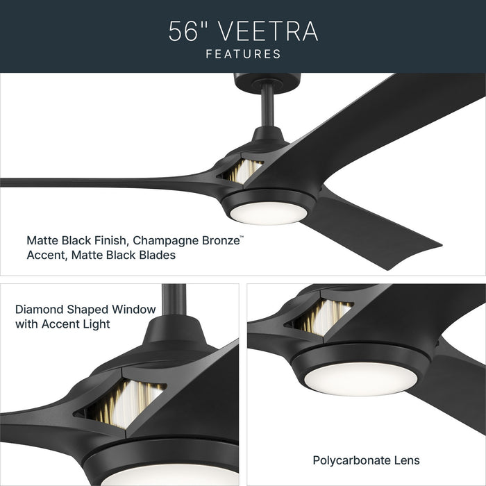Kichler - 300056-BK - 56" Ceiling Fan - Veetra - Matte Black
